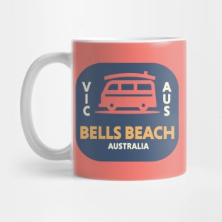 Retro Surfing Emblem Bells Beach, Australia // Vintage Surfing Badge Mug